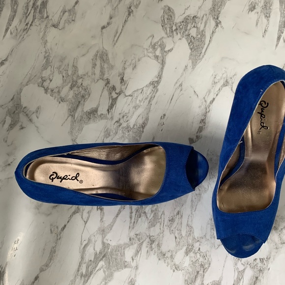 Qupid royal blue platform peep toe heels - Picture 4 of 7